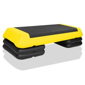 Adjustable Workout Aerobic Stepper in Fitness & Exercise Step Platform Trainer Yellow Black with 4 Risers