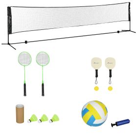 Soozier 17ft Portable All-in-One Badminton Set, Pickleball and Volleyball Net, Height Adjustable Outdoor Sports Set for Backyard Beach Driveway Games