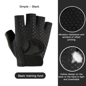 Breathable Fitness Gloves Gym Weightlifting Yoga Bodybuilding Training Sports Thin Non-slip Half Finger Cycling Gloves Equipment (Ships From: China, Color: Black S1)